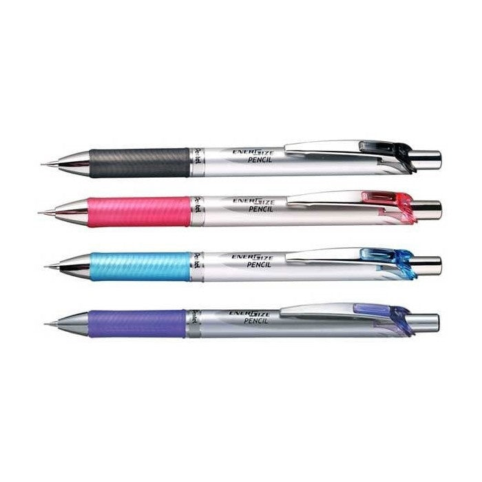 Pentel Pental Click Twist-Erase mechanical pencil with multicolour barrels and 0.7mm lead, displayed in a pack.