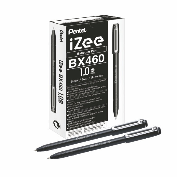 Pental Izee Retractable Ball Point Pen 0.1mm Black - Al Masam Stationery LLC Main image