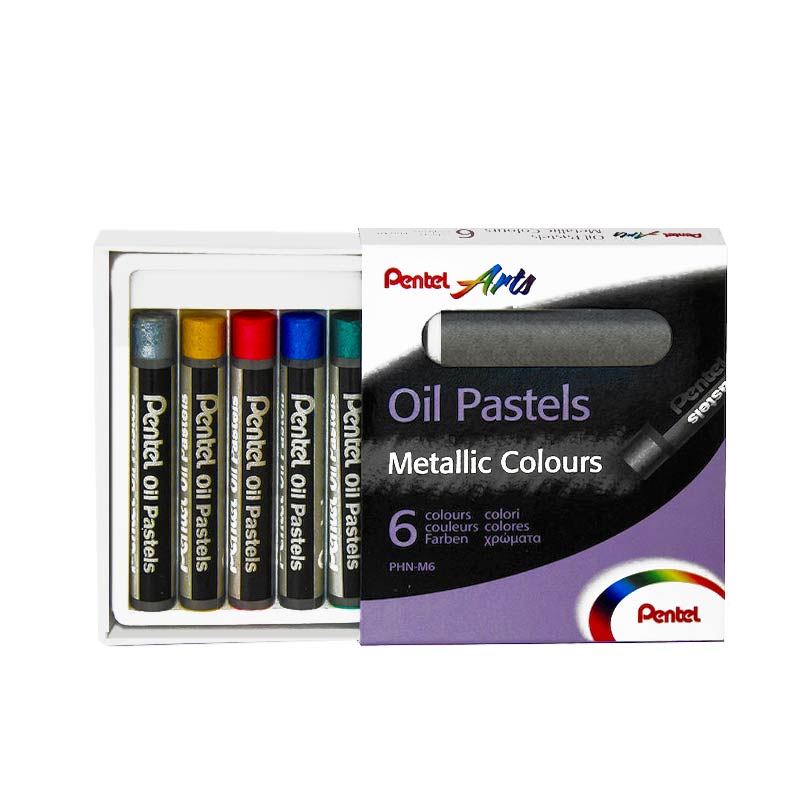 Pentel Arts Oil Pastels Metallic 6Pcs - Al Masam Stationery LLC Main image