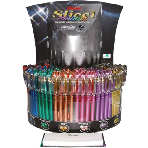 Pentel BG208M SLICCI Gel Roller Metalic 0.8 Display of 96 Pcs - Al Masam Stationery LLC Main image