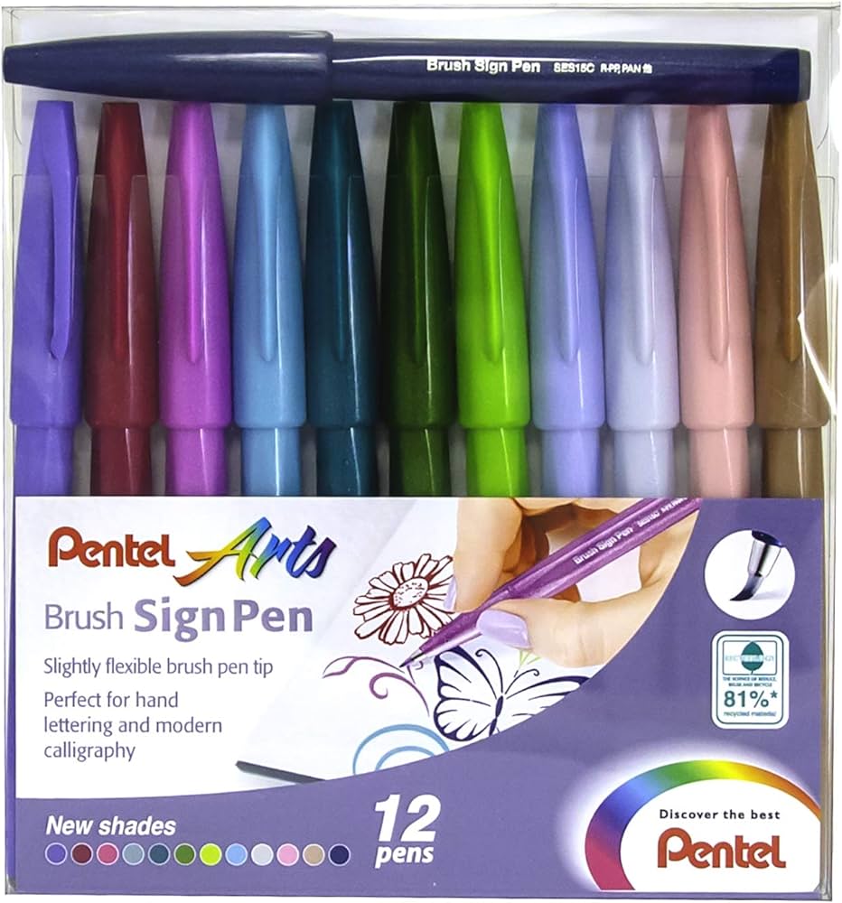 Pentel Brush Sign Pen Wallet 12 Pcs - Al Masam Stationery LLC Main image