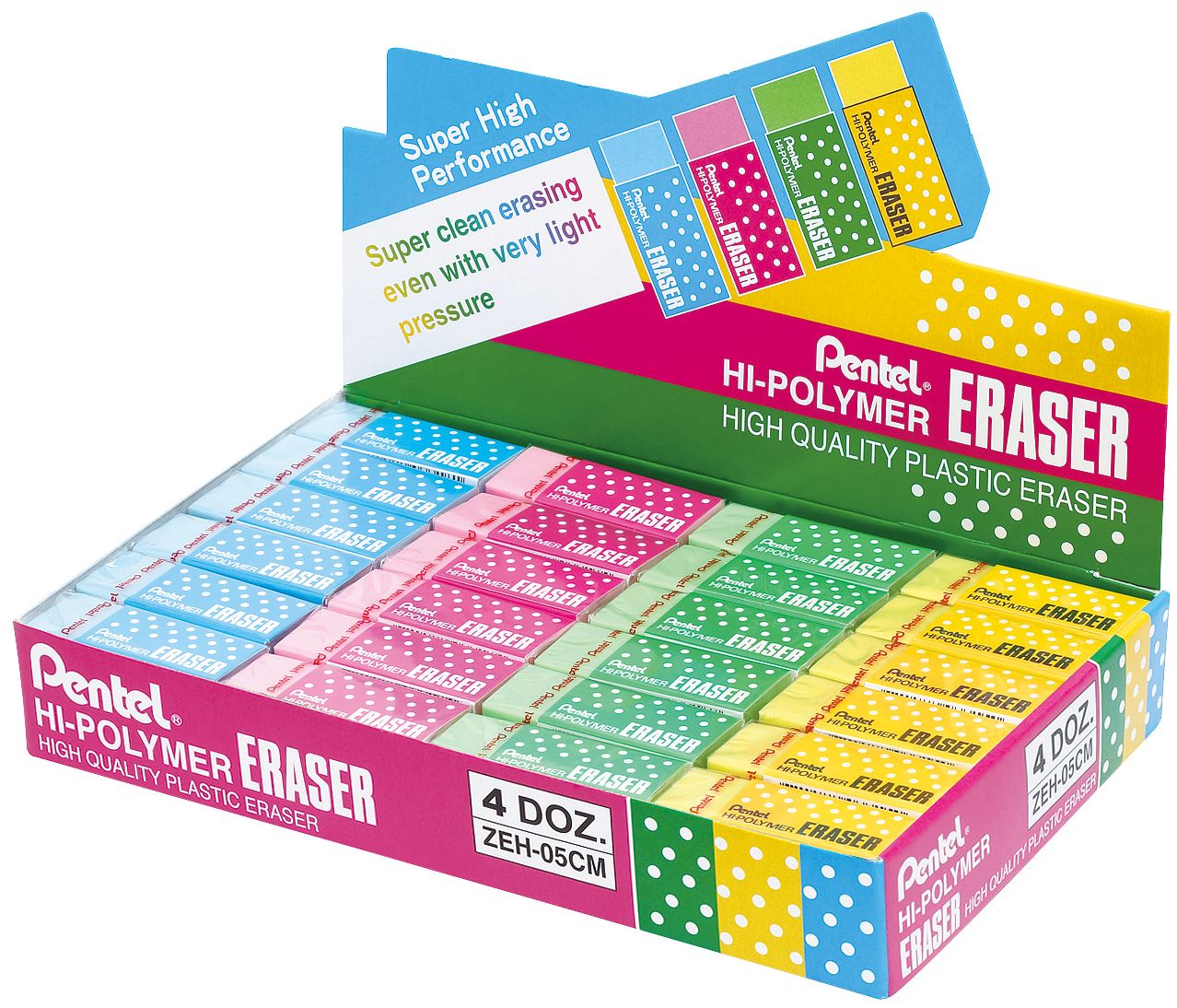 Pentel Eraser ZEH-05 Hi-Polymer Medium Box of 48 Pcs - Al Masam Stationery LLC Main image