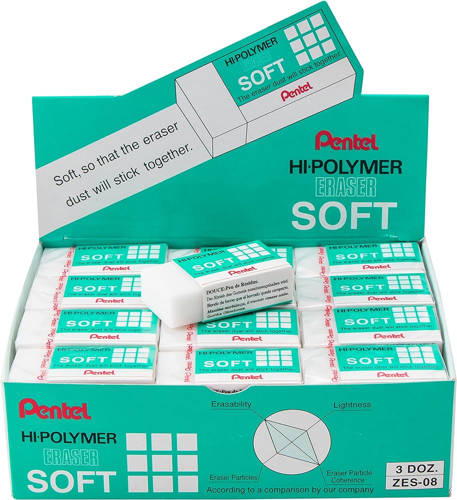 Pentel Hi-Polymer Eraser Matellic 36 Pcs - Al Masam Stationery LLC Main image