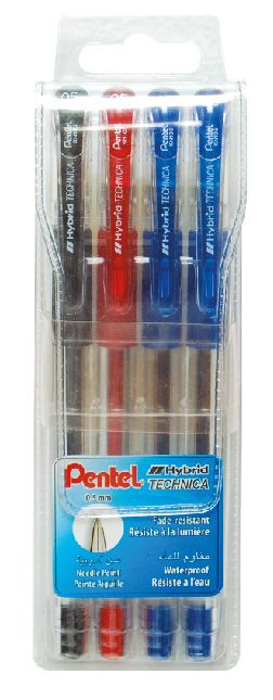 Pentel KN105 Hybrid Technica Ballpen 0.5mm Wallet of 4 Pcs - Al Masam Stationery LLC Main image