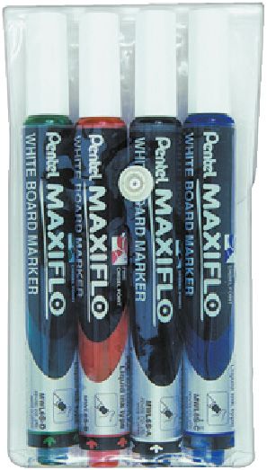Pentel MWL6S Maxiflow White Board Marker Slim Chisel Tip Wallet of 4 Pcs - Al Masam Stationery LLC Main image
