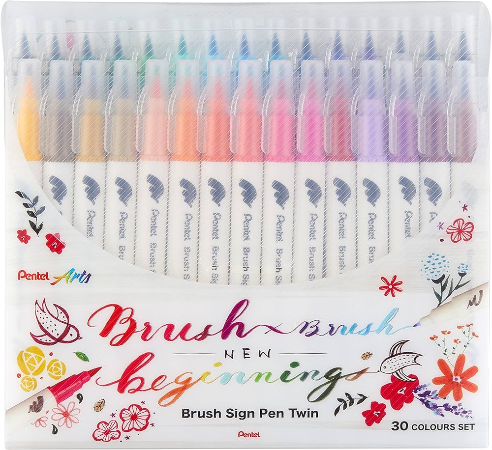 Pentel Twin Tip Marker Display Assorted Colors - Al Masam Stationery LLC Main image