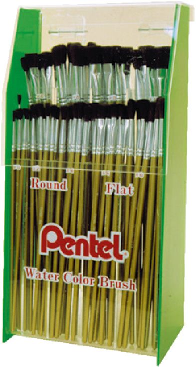 Pentel ZB900N Water Colour Brushes (Round and Flat) Display of 120 Pcs - Al Masam Stationery LLC Main image