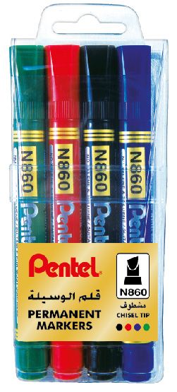Pentel N860 Permanent Marker Chisel Tip - (PE-N860-04) - Al Masam Stationery LLC Main image