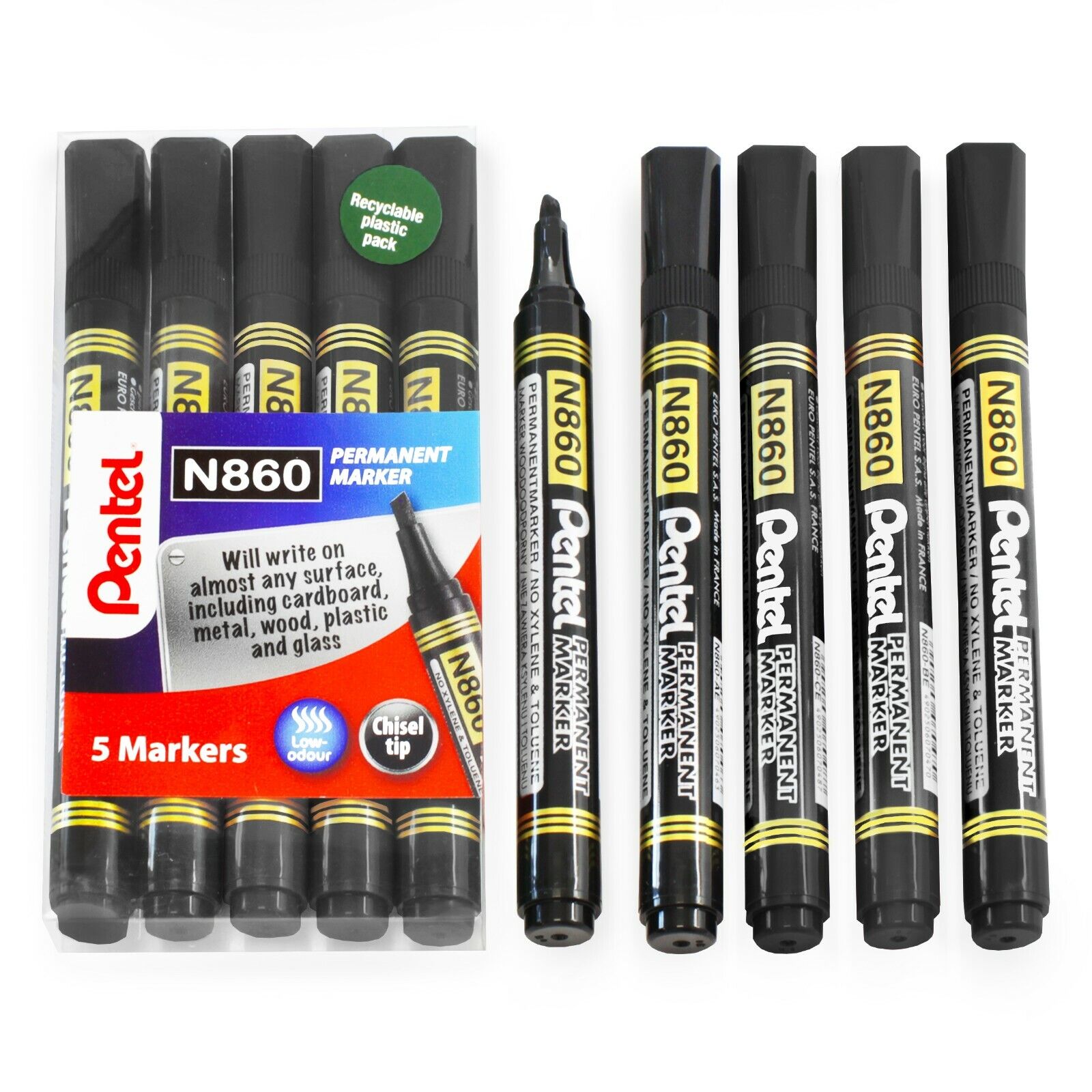 Pentel N860 Permanent Marker Chisel Tip - (PE-N860-A) - Al Masam Stationery LLC Main image