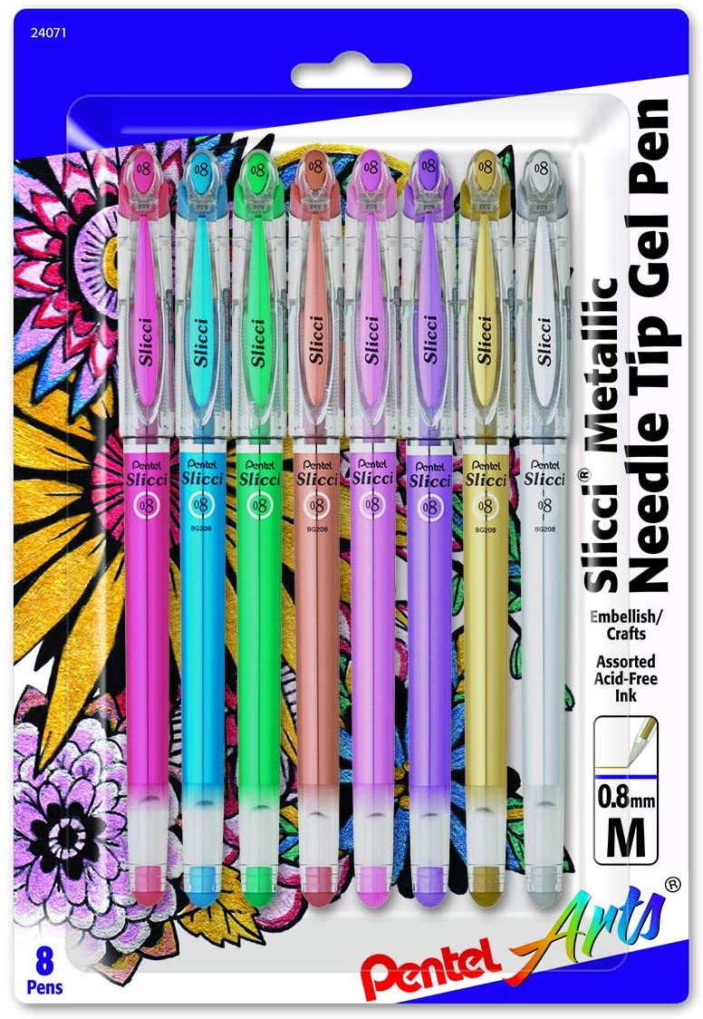 Pentel SLICCI Gel Roller Metalic Color 0.8mm - Al Masam Stationery LLC Main image