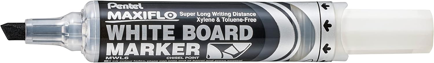 Pentel MWL6 Maxiflow White Board Marker Chisel Tip (Black) - Al Masam Stationery LLC Main image