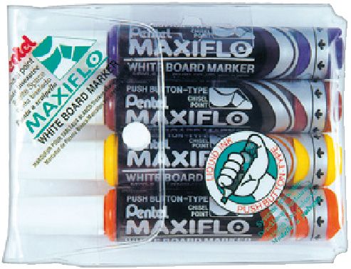 Pentel MWL6 Maxiflow White Board Marker Chisel Tip - PE-MWL6-04L - Al Masam Stationery LLC Main image