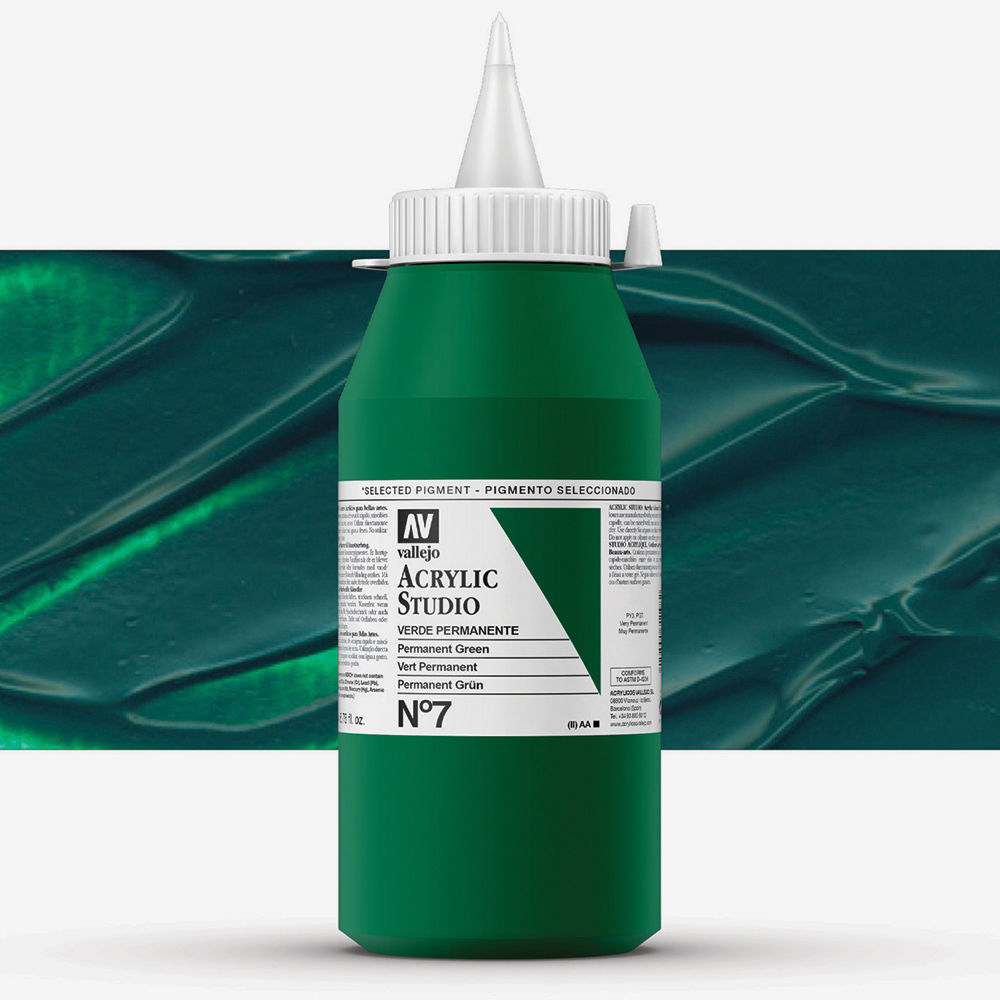 Vallejo ACRYLIC STUDIO 7: 1000 ML. PERMANENT GREEN - Al Masam Stationery LLC