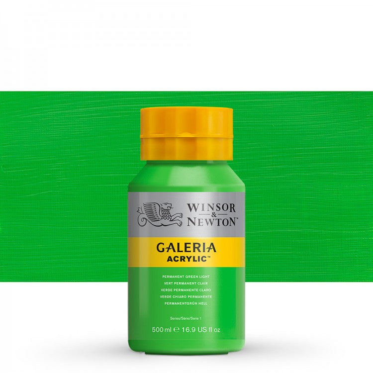 WINSOR & NEWTON : GALERIA : ACRYLIC PAINT : 500ML : PERMANENT GREEN LIGHT - Al Masam Stationery LLC