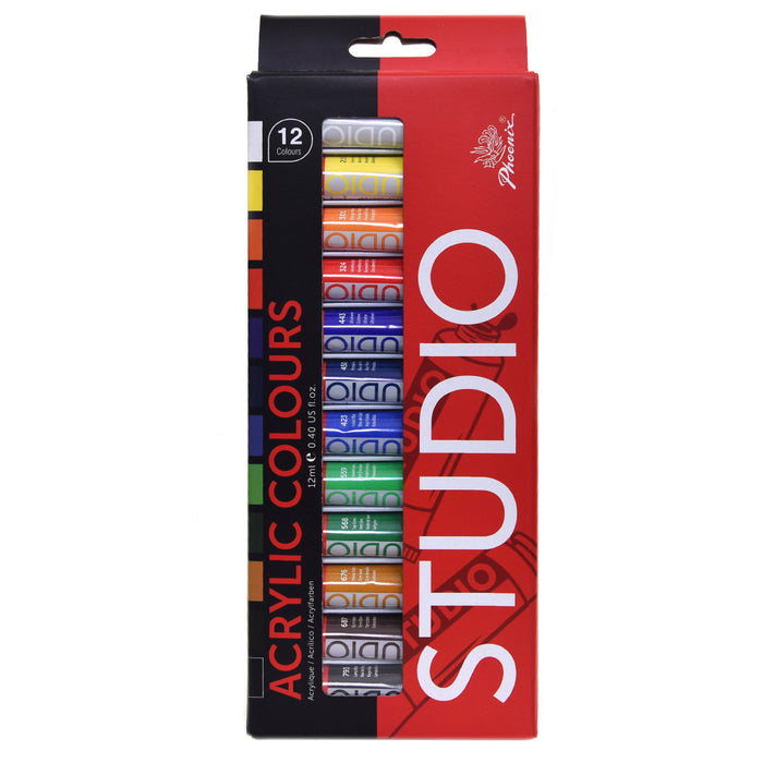 Phoenix Studio Acrylic 12*12ML Paper Box Set ABL Tube - Al Masam Stationery LLC