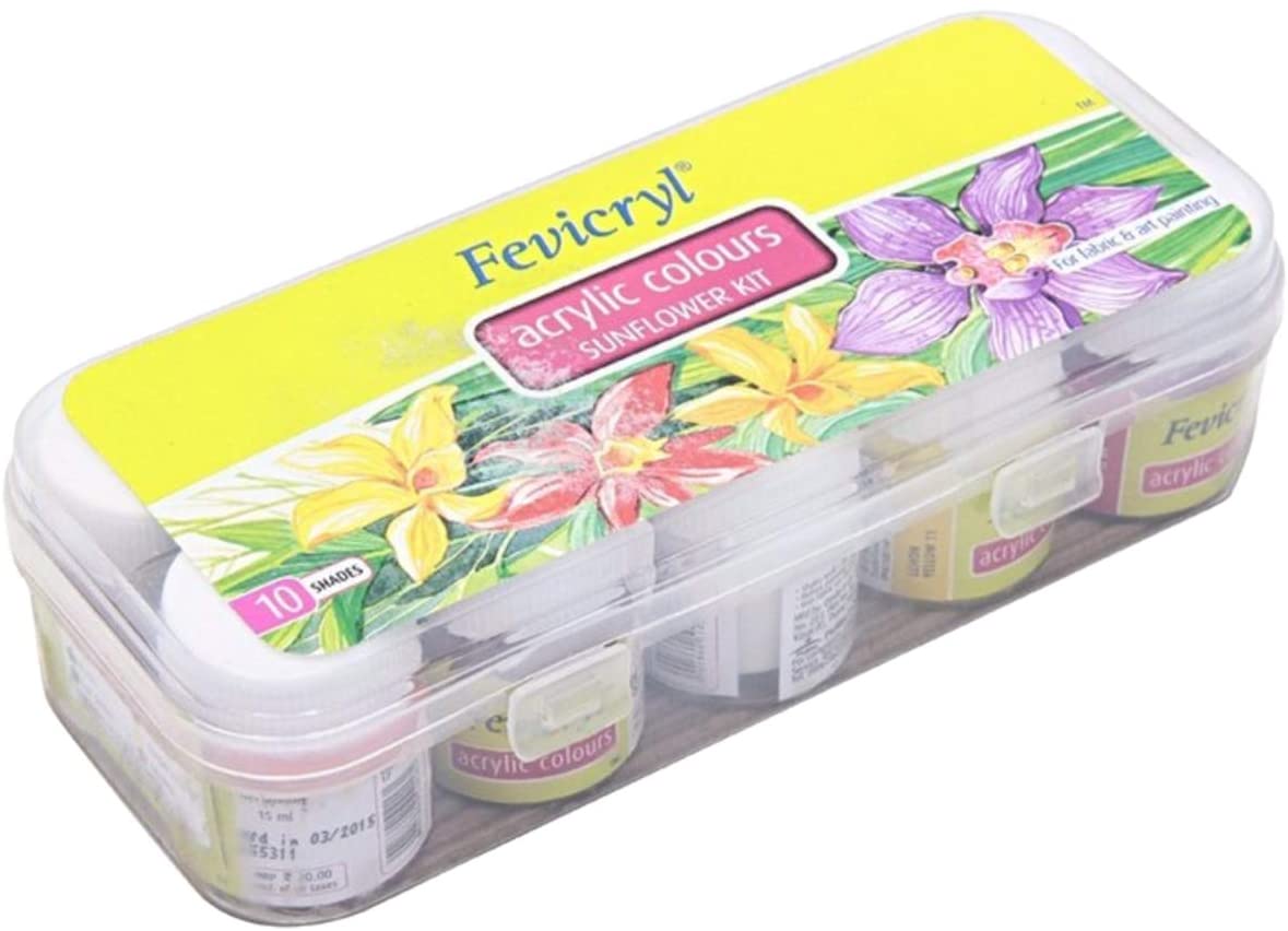 Pidilite Acrylic Colors Regular Shades Sunflower Kit Set of 10 Colors - Al Masam Stationery LLC Main image