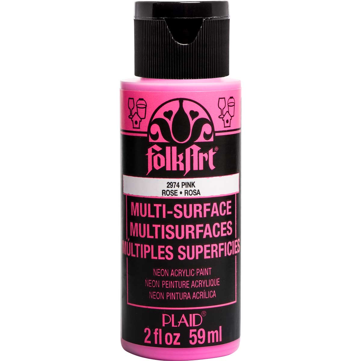 Folkart Multi-Surface Specialty Paint - Neon Glow Pink - Al Masam Stationery LLC
