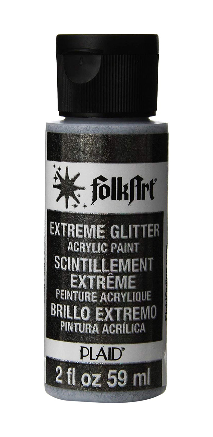 Folkart Extreme Glitter Multi Surface Paints Black - Al Masam Stationery LLC