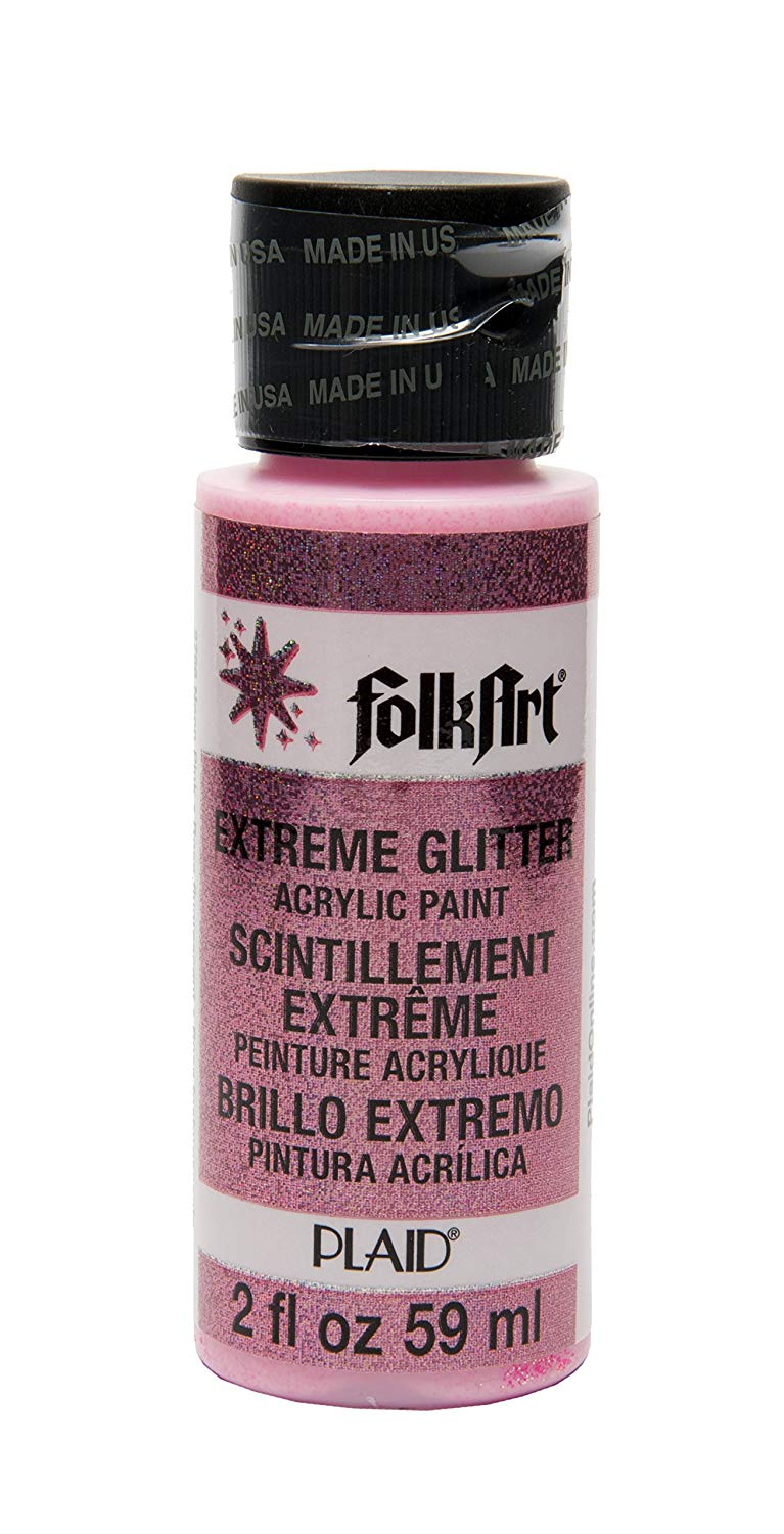 Folkart Extreme Glitter Multi Surface Paints Neon Pink - Al Masam Stationery LLC Main image