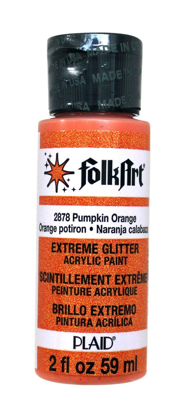 Folkart Extreme Glitter Multi Surface Paints Pumpkin Orange - Al Masam Stationery LLC Main image