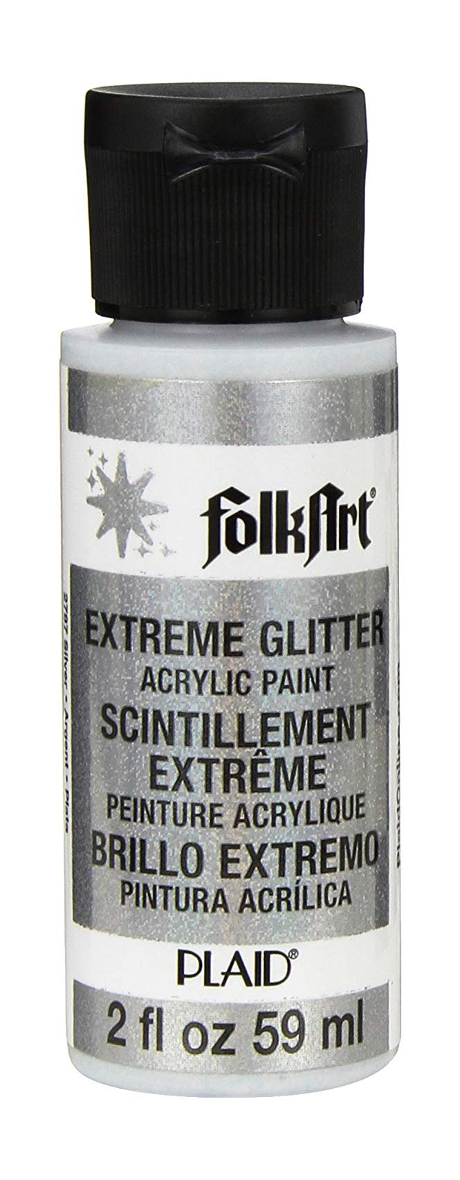 Folkart Extreme Glitter Multi Surface Paints Silver - Al Masam Stationery LLC Main image