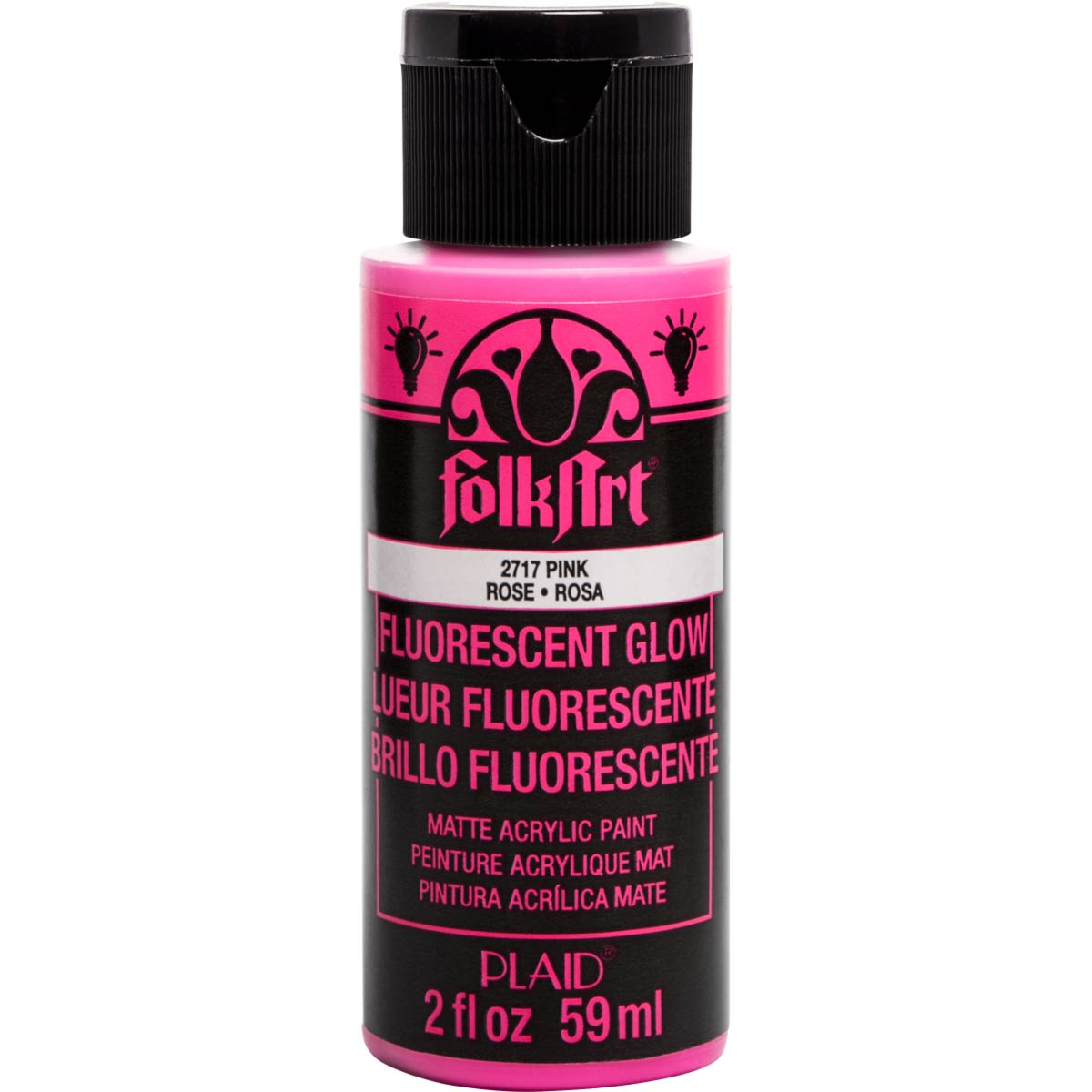 Folkart Fluorescent Glow Matte Acrylic Paints Fluorescent Glow Pink - Al Masam Stationery LLC Main image
