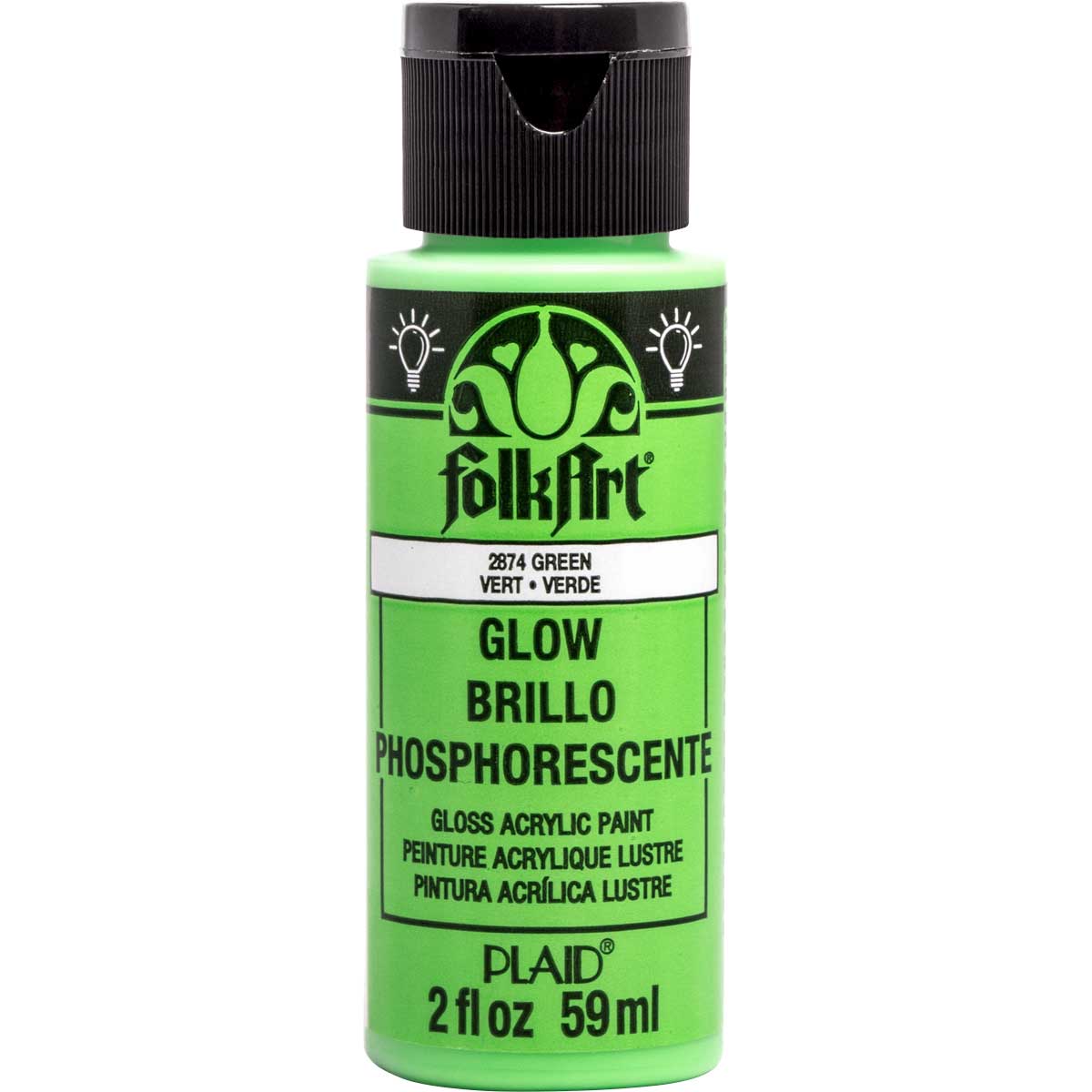 Folkart Glow In The Dark Matte Acrylic Paints Glow Green - Al Masam Stationery LLC Main image