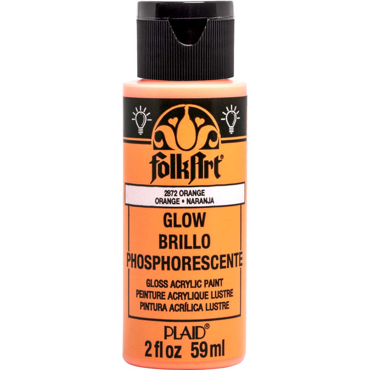 Folkart Glow In The Dark Matte Acrylic Paints Glow Orange - Al Masam Stationery LLC Main image