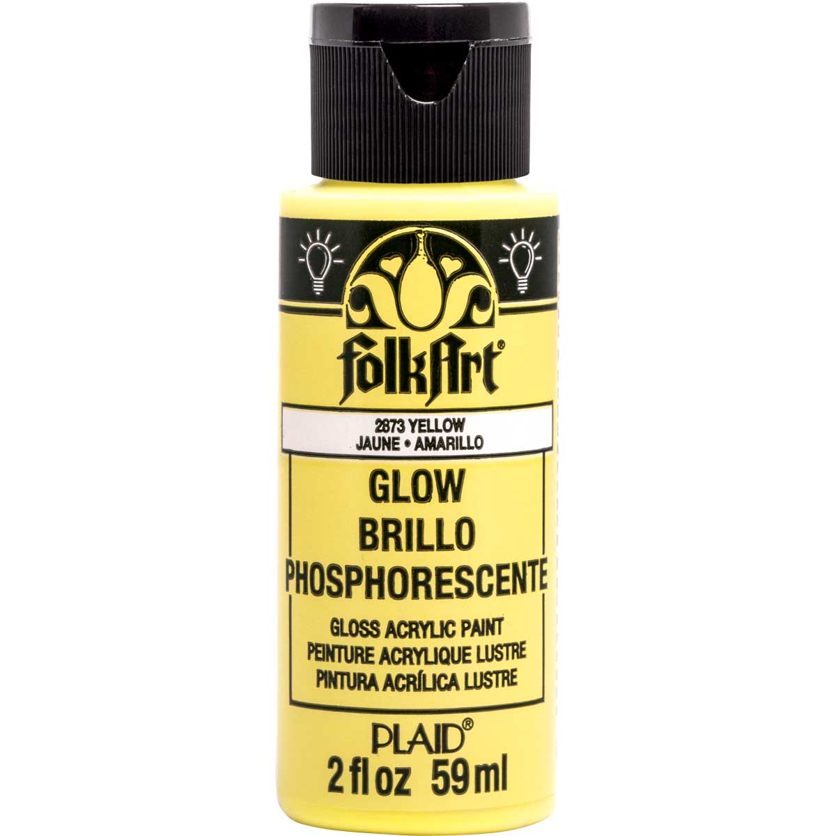 Folkart Glow In The Dark Matte Acrylic Paints Glow Yellow - Al Masam Stationery LLC Main image
