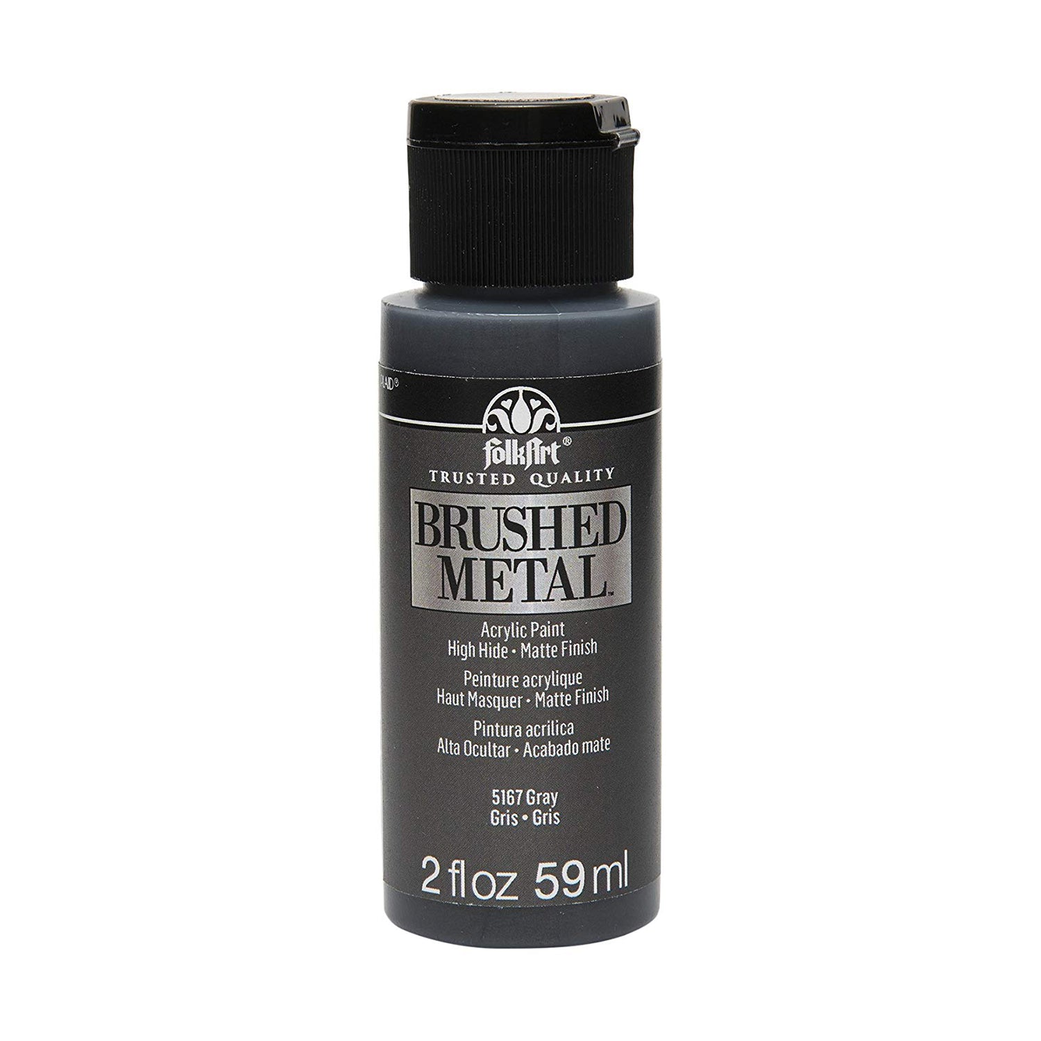 Folkart Matte Finish Brushed Metal Acrylic Paints Brushed Dark Gray - Al Masam Stationery LLC Main image