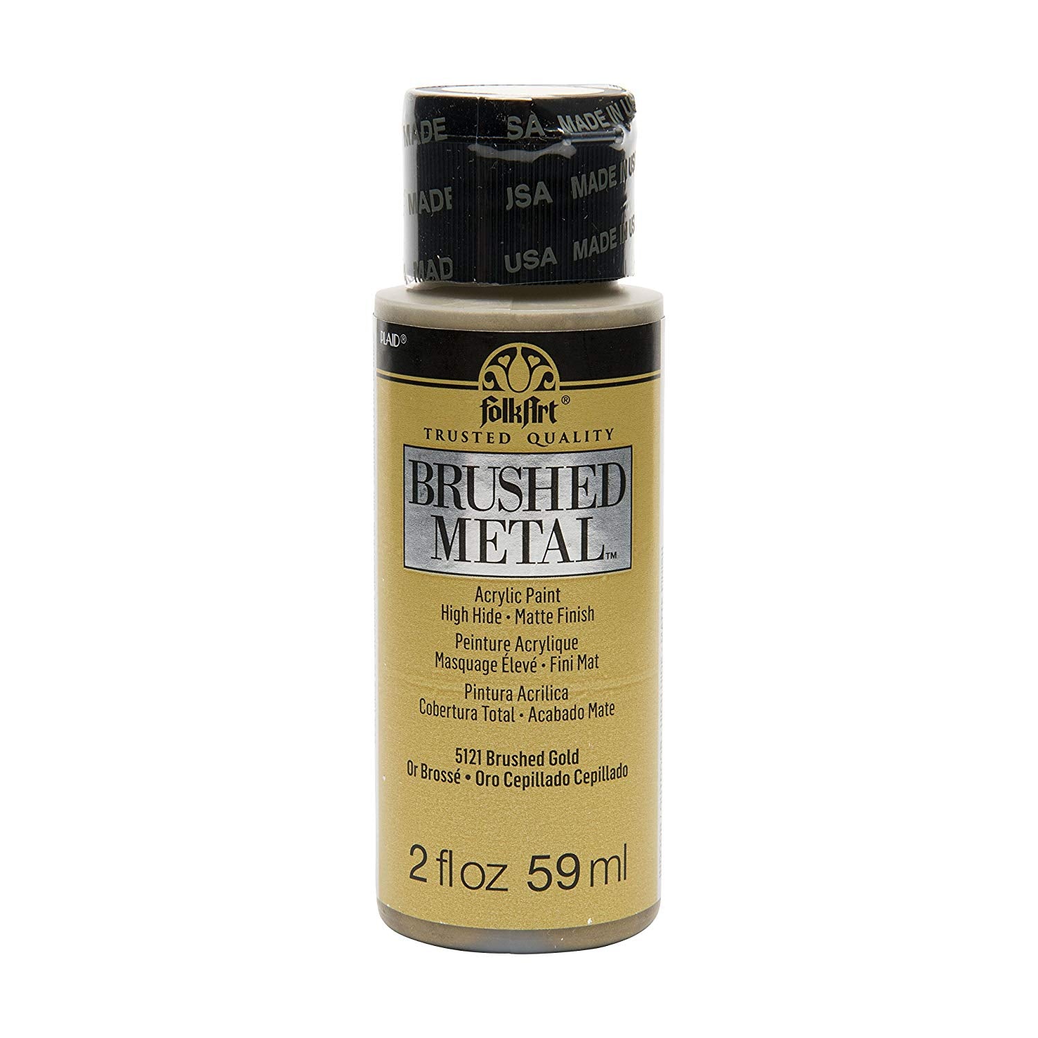 Folkart Matte Finish Brushed Metal Acrylic Paints Brushed Gold - Al Masam Stationery LLC Main image