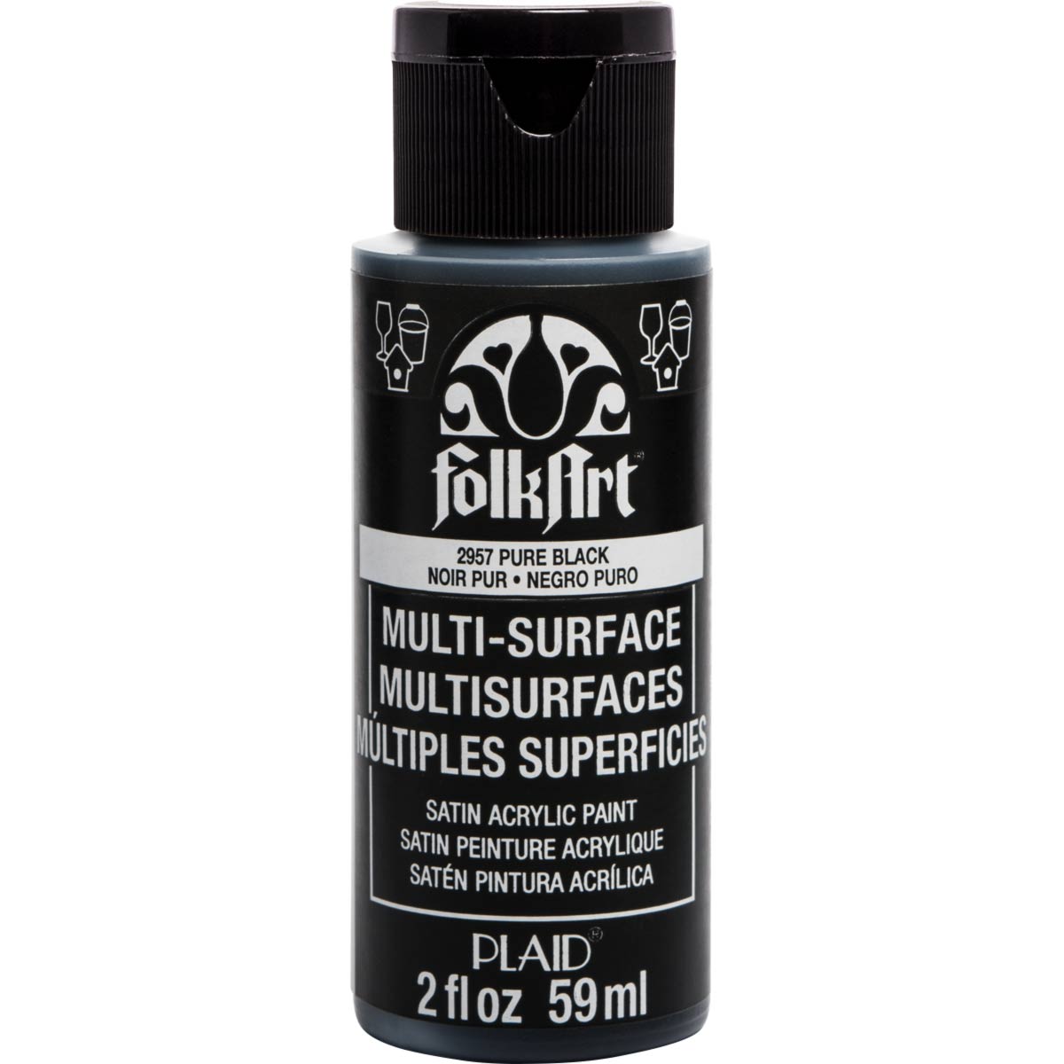 Folkart Multi-Surface Paint - Pure Black - Al Masam Stationery LLC Main image