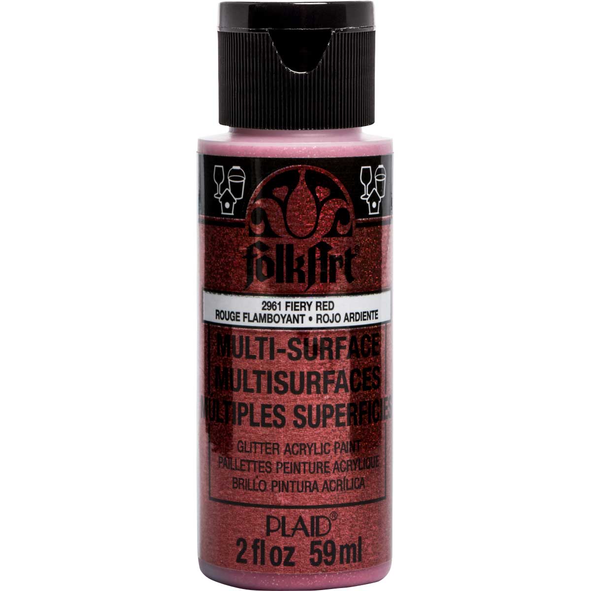 Folkart Multi-Surface Specialty Paint - Glitter Fiery Red - Al Masam Stationery LLC Main image