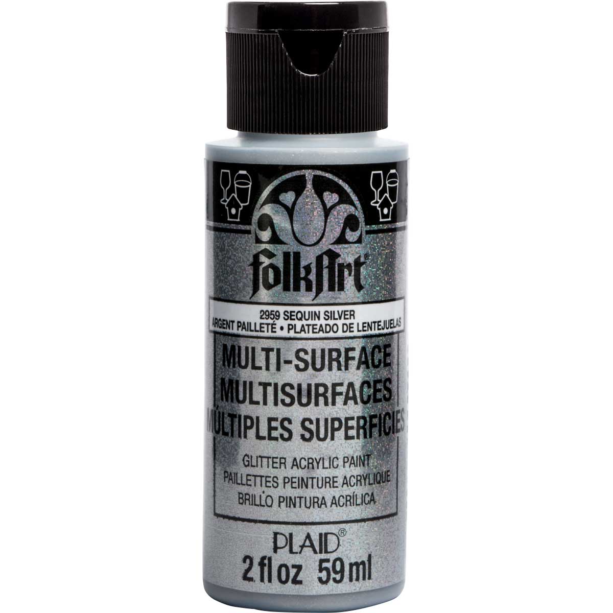 Folkart Multi-Surface Specialty Paint - Glitter Sequin Silver - Al Masam Stationery LLC Main image
