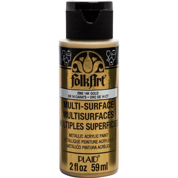 Folkart Multi-Surface Specialty Paint - Metallic 14K Gold - Al Masam Stationery LLC