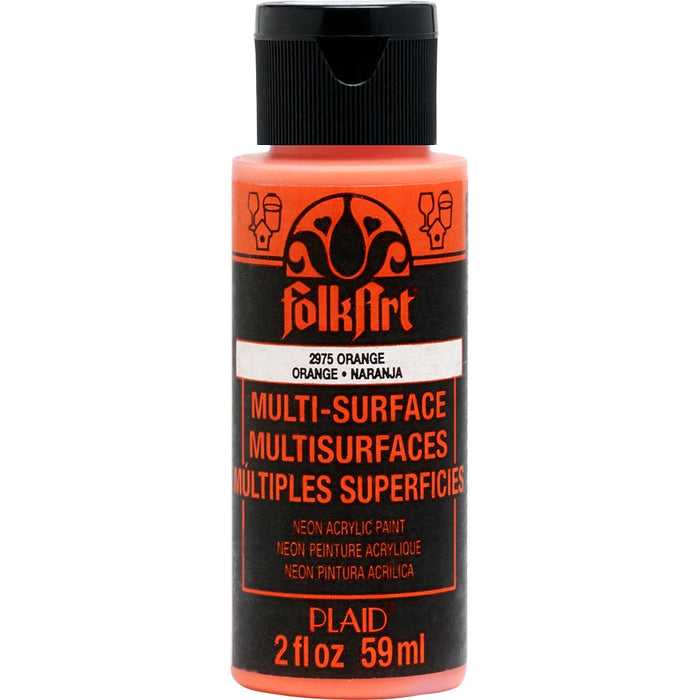 Folkart Multi-Surface Specialty Paint - Neon Glow Orange - Al Masam Stationery LLC