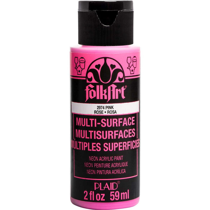 Folkart Multi-Surface Specialty Paint - Neon Glow Pink - Al Masam Stationery LLC