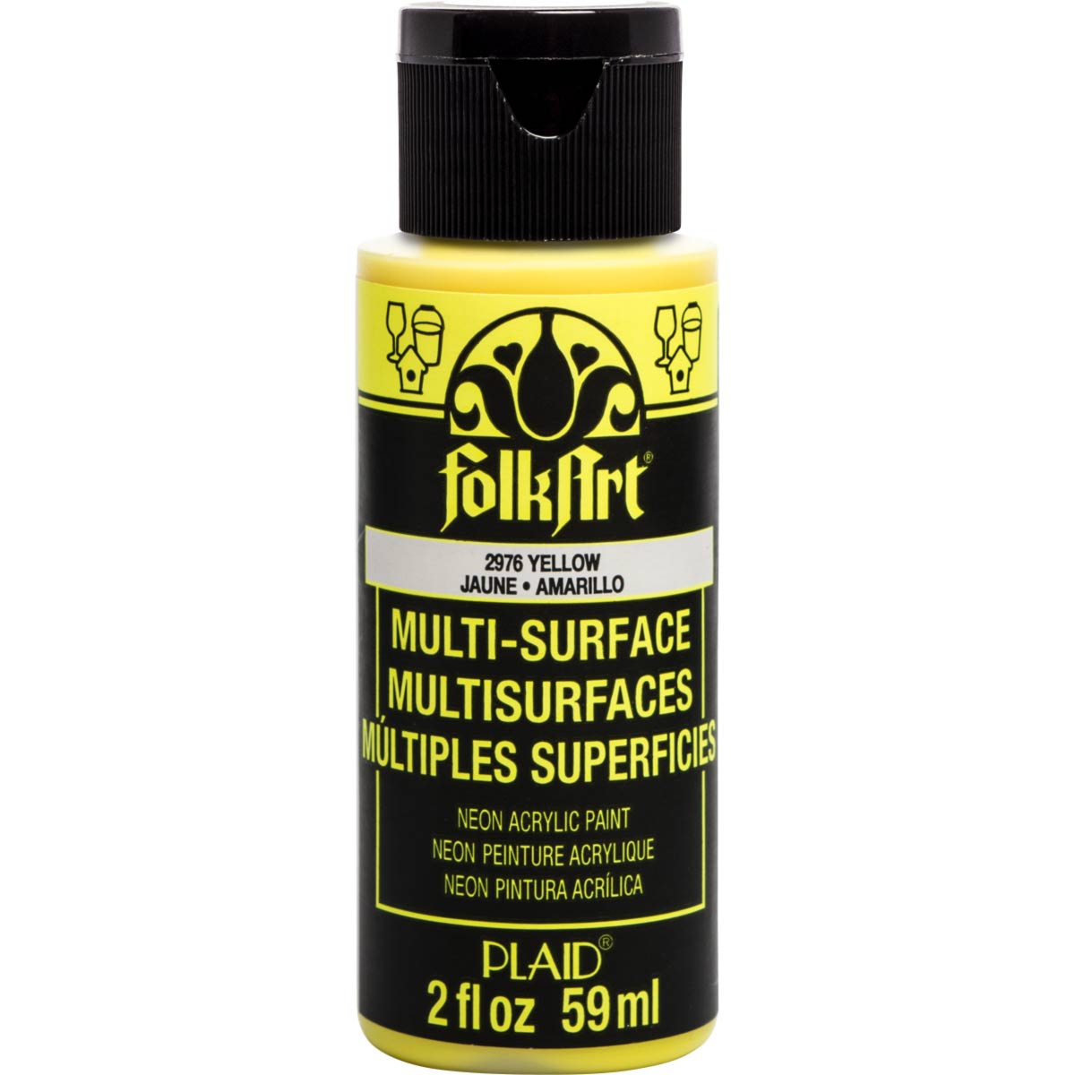 Folkart Multi-Surface Specialty Paint - Neon Glow Yellow - Al Masam Stationery LLC Main image