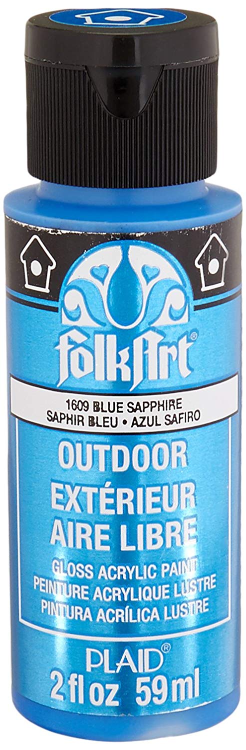 Folkart Outdoor Brush On - Metallic Blue Sapphire 2 Oz - Al Masam Stationery LLC Main image