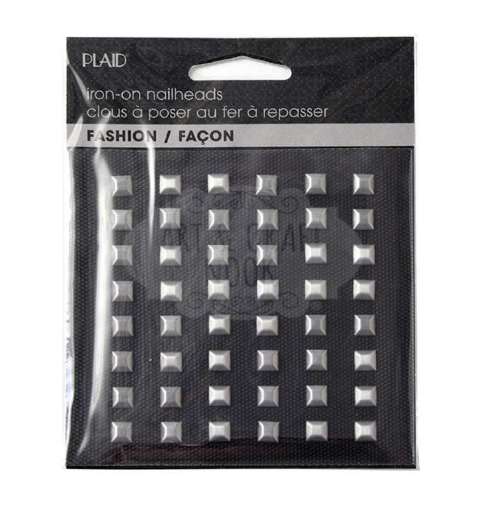 Hot Fix Iron On - Nailhead Square Brushed Silver - Al Masam Stationery LLC Main image