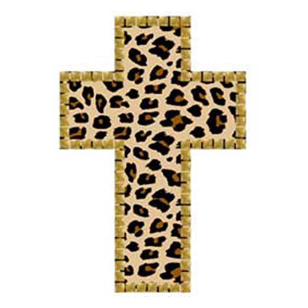 Fabric Iron On - Leopard Cross W/Nailheads - Al Masam Stationery LLC Main image