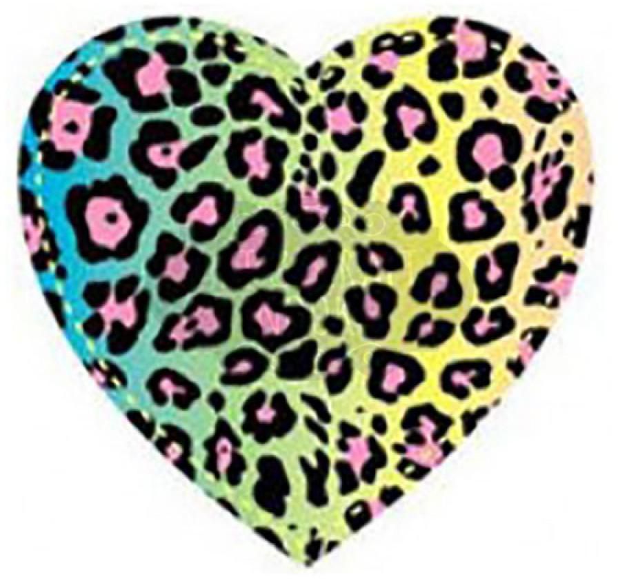 Fabric Iron On - Neon Leopard Heart - Al Masam Stationery LLC Main image