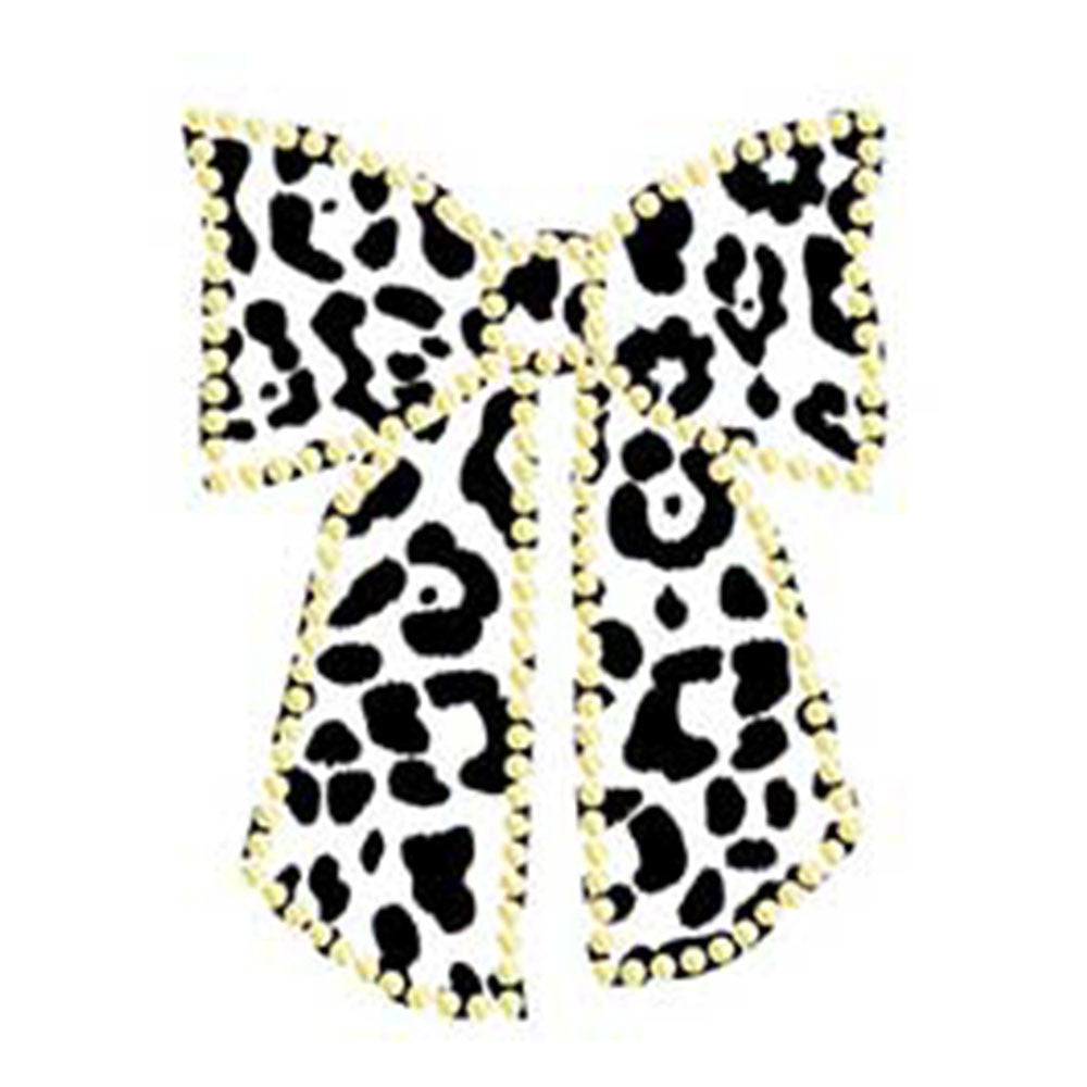 Fabric Iron On - Snow Leopard Bow W/Nailheads - Al Masam Stationery LLC Main image