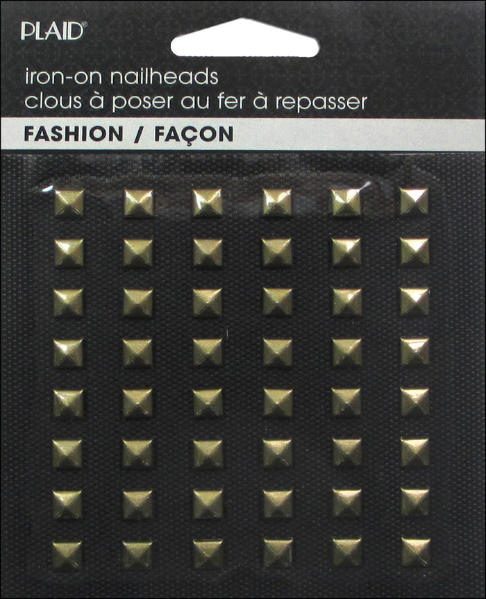 Hot Fix Iron On - Nailhead Pyramid Shiny Gold - Al Masam Stationery LLC