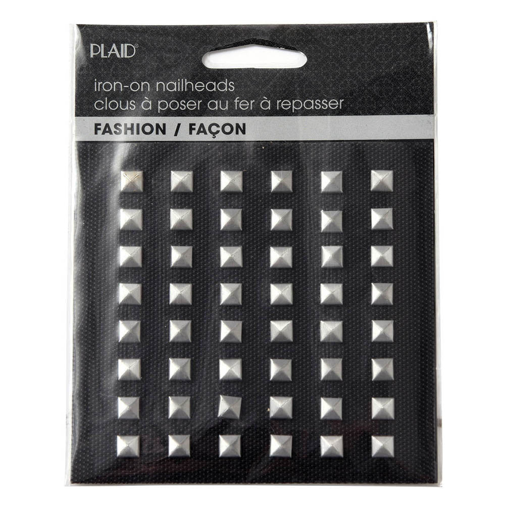 Hot Fix Iron On - Nailhead Pyramid Shiny Silver - Al Masam Stationery LLC Main image