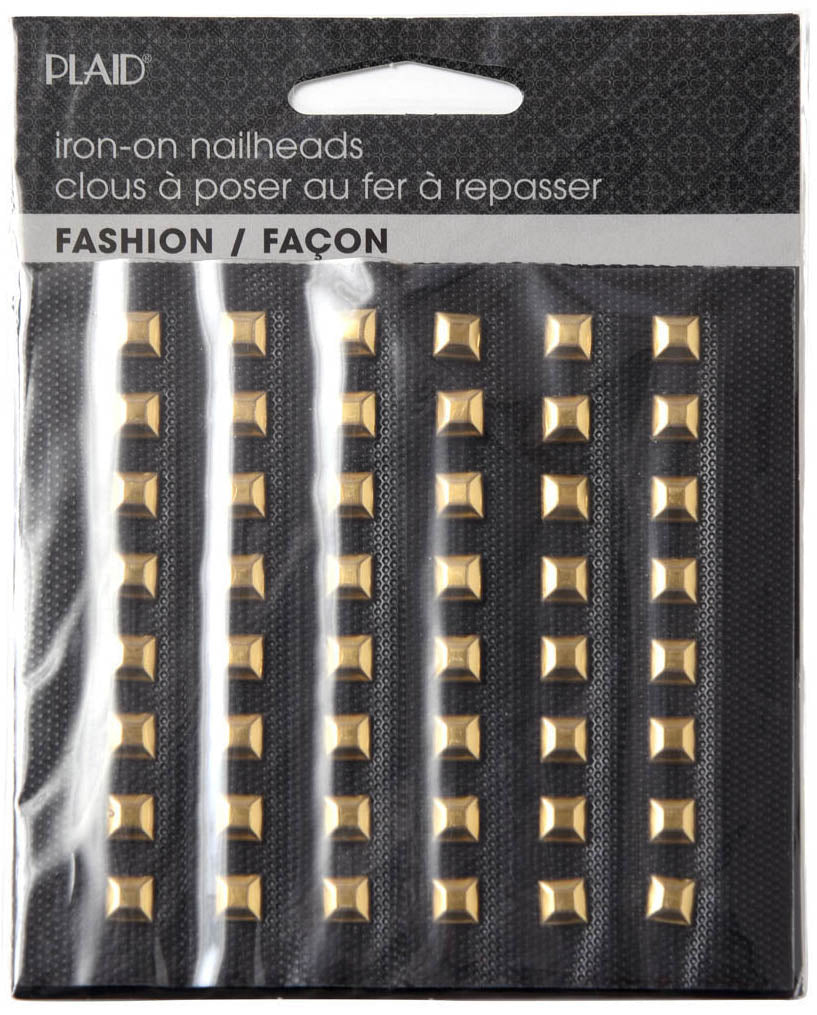 Hot Fix Iron On - Nailhead Square Shiny Gold - Al Masam Stationery LLC Main image