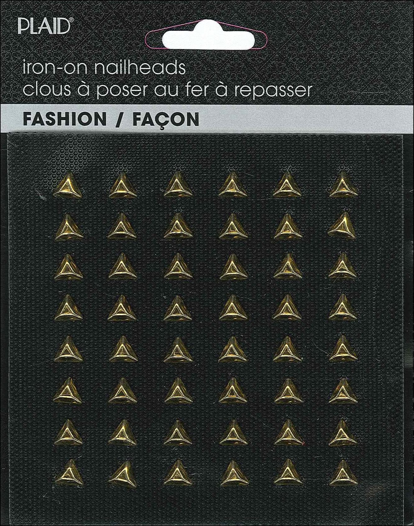 Hot Fix Iron On - Nailhead Triangle Shiny Gold - Al Masam Stationery LLC Main image