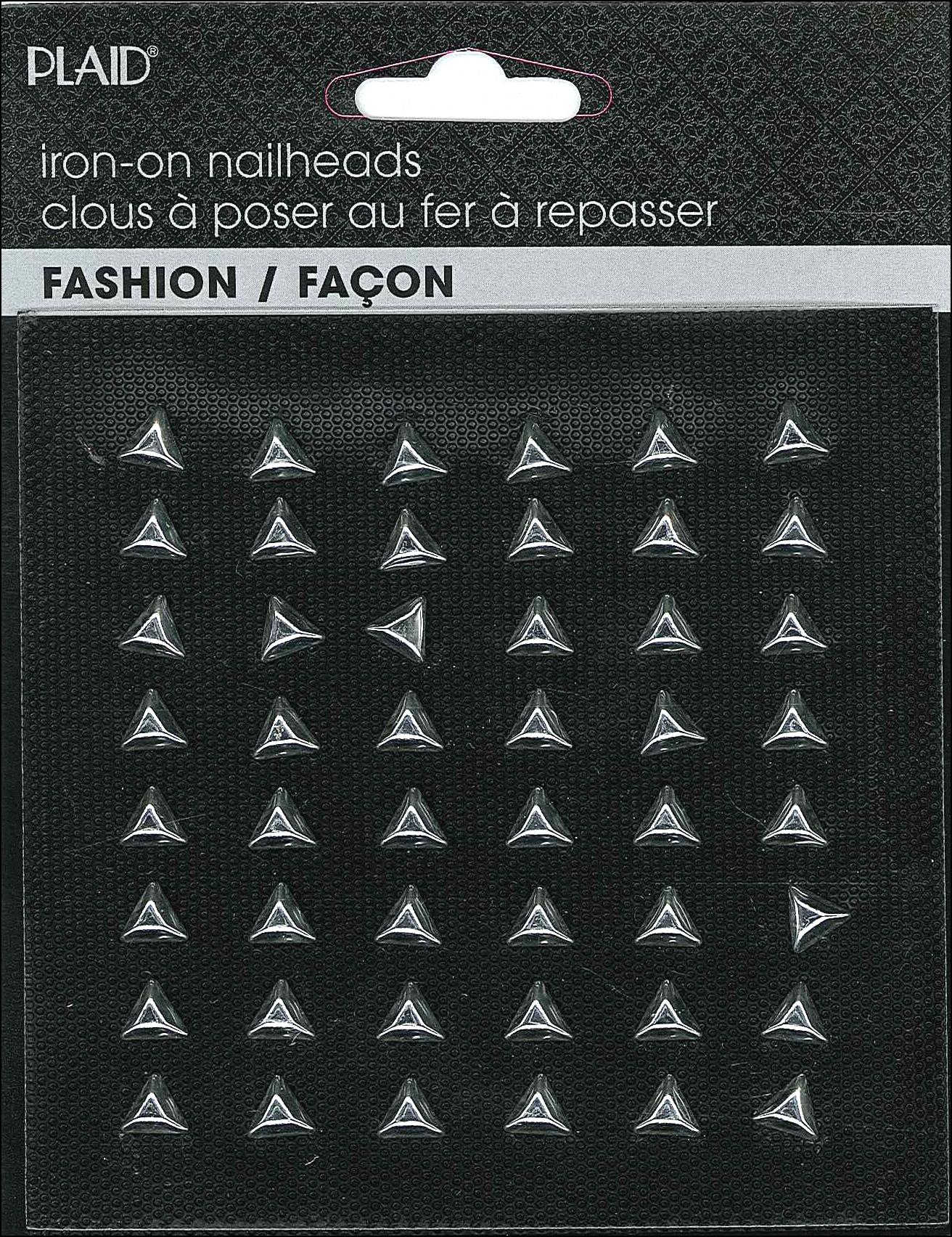 Hot Fix Iron On - Nailhead Triangle Shiny Silver - Al Masam Stationery LLC Main image