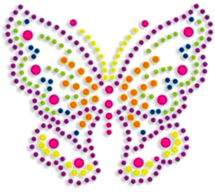 Hot Fix Iron On - Neon Rhinestud Butterfly (Med) - Al Masam Stationery LLC Main image