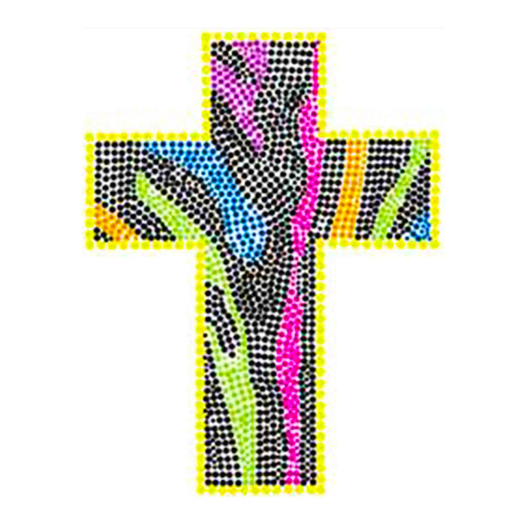 Hot Fix Iron On - Neon Rhinestud Zebra Cross - Al Masam Stationery LLC Main image